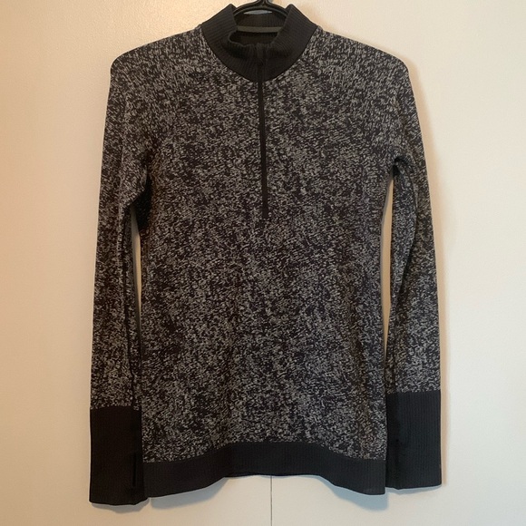 Lululemon Athletica Rest Less Black & White 1/2 Zip Women’s Long Sleeve Size 4 - Picture 1 of 7